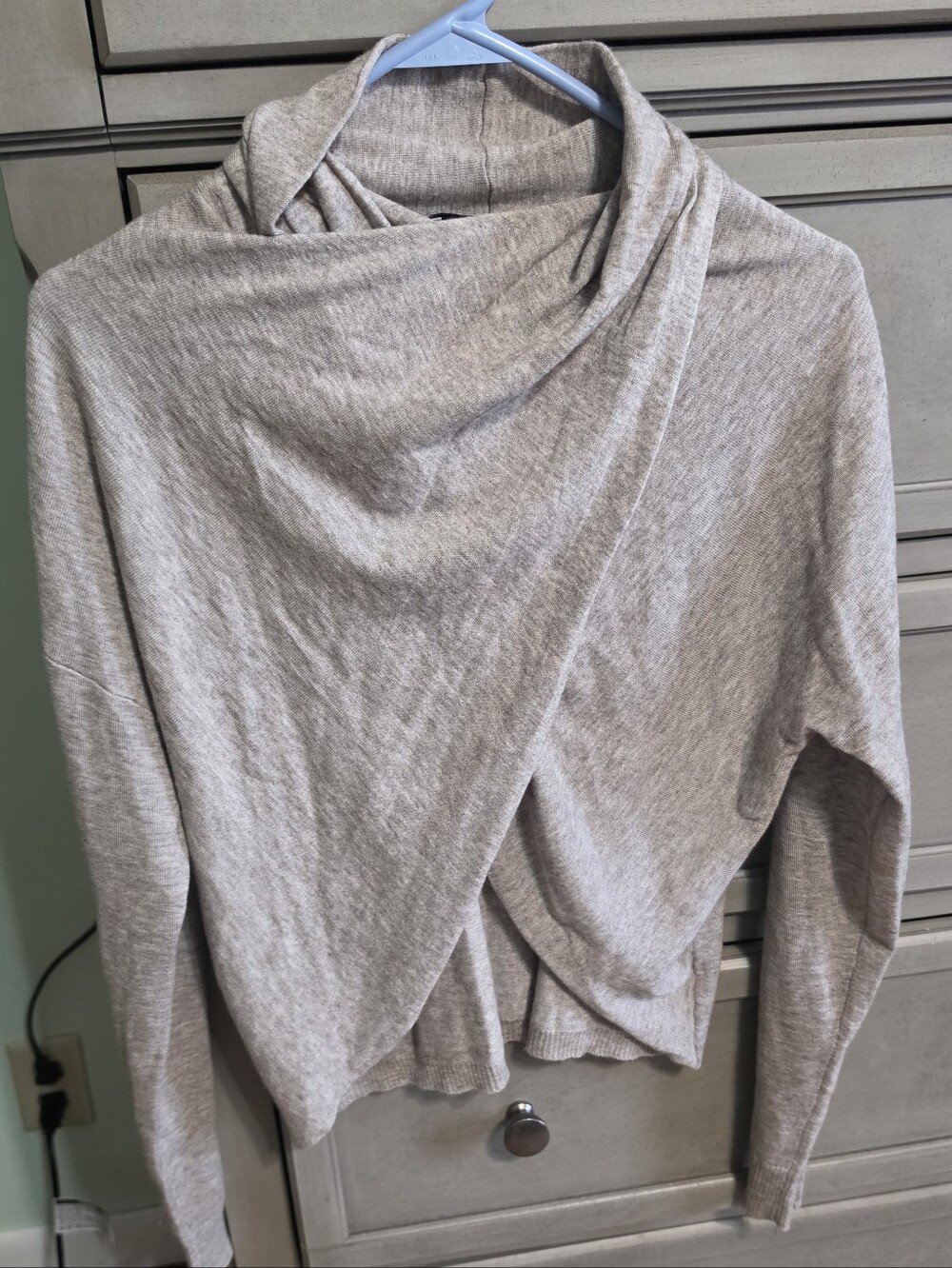 Zara Light Gray Crossover Draped Sweater
